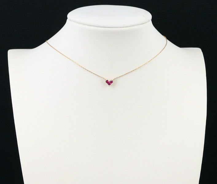 スタージュエリー ネックレス ルビー 0.15ct ミステリアスハート K18YG 
