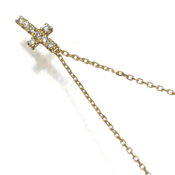 アーカー ネックレス ダイヤ 0.05ct クロスパヴェ K18YG 