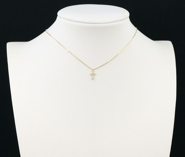 アーカー ネックレス ダイヤ 0.05ct クロスパヴェ K18YG 