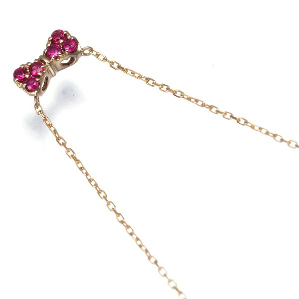 ポンテヴェキオ ネックレス ルビー 0.09ct リボン K18PG 保証書