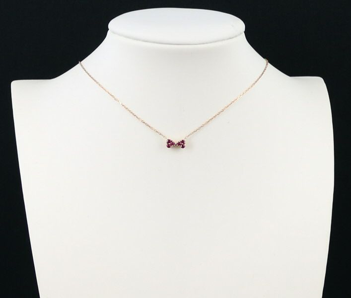 ポンテヴェキオ ネックレス ルビー 0.09ct リボン K18PG 保証書