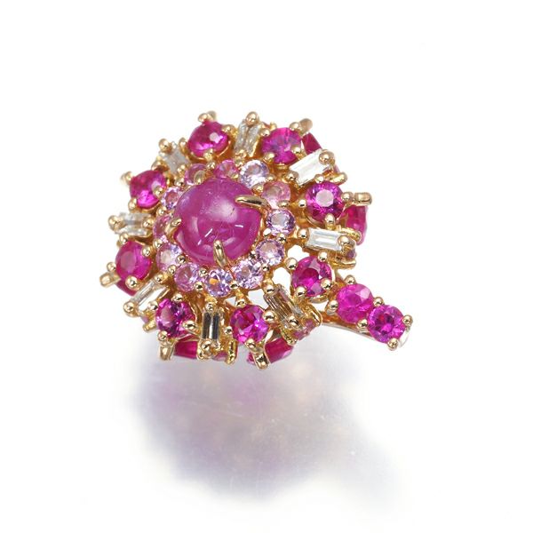 GSTV ペンダントトップ ルビー 0.90ct サファイア 0.20ct ダイヤ 0.05ct K18PG 