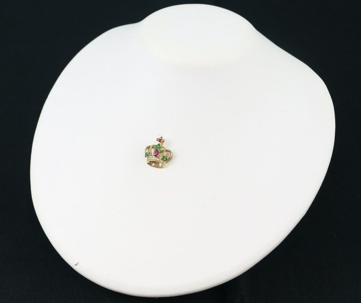 笠原真寿美 ペンダントトップ グリーンガーネット 0.27ct サファイア ダイヤ ルビー クラウン K18YG 