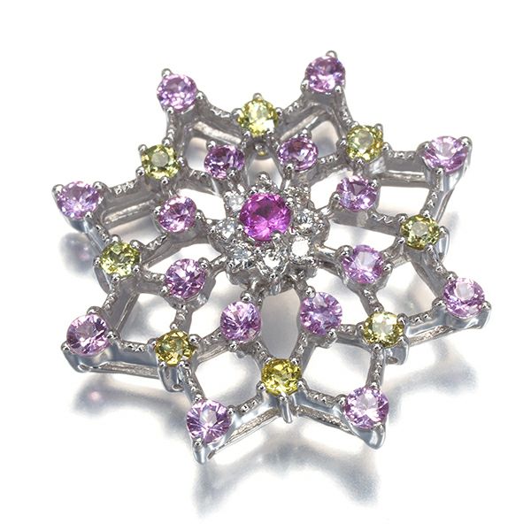 笠原真寿美 ペンダントトップ ピンクサファイア 0.85ct ダイヤ イエロートルマリン K18WG 
