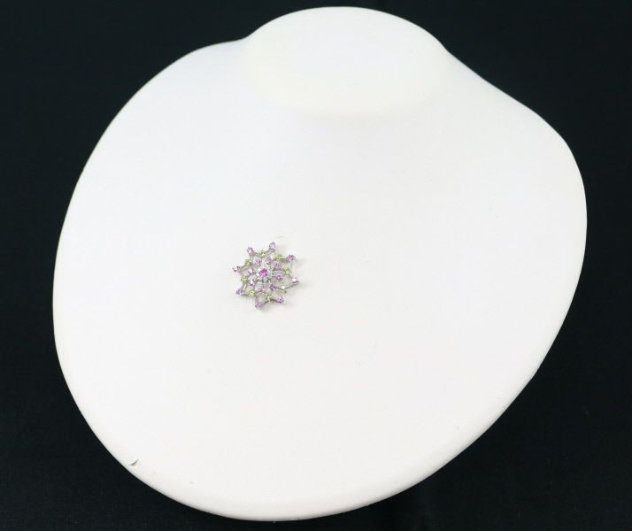 笠原真寿美 ペンダントトップ ピンクサファイア 0.85ct ダイヤ イエロートルマリン K18WG 