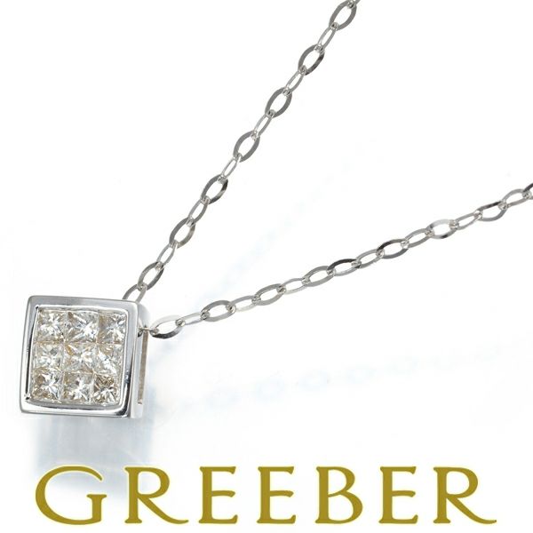 ダイヤ 0.20ct ミステリーセッティング ネックレス K18WG 