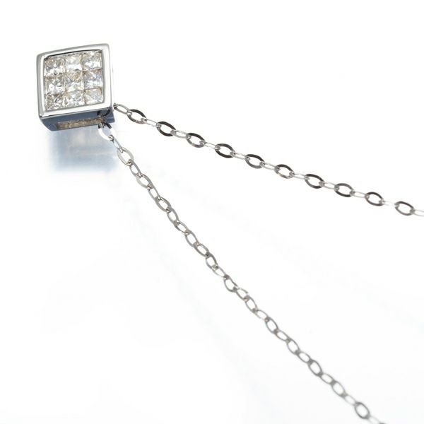 ダイヤ 0.20ct ミステリーセッティング ネックレス K18WG 