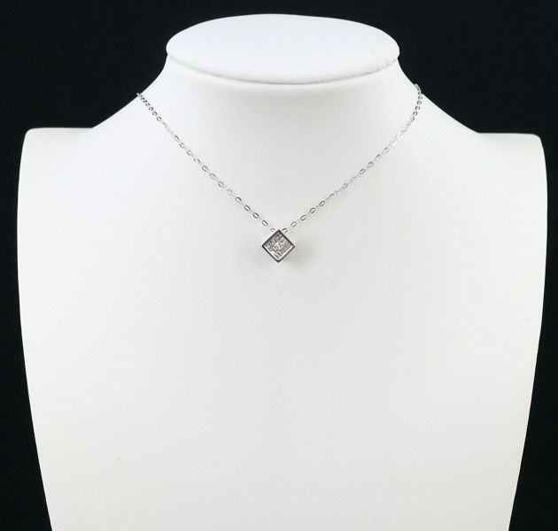 ダイヤ 0.20ct ミステリーセッティング ネックレス K18WG 