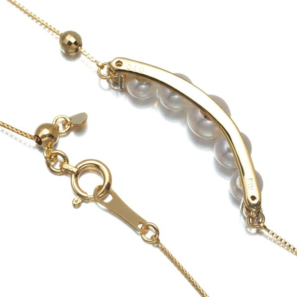 パール アコヤ真珠 4.0-5.2mm ダイヤ 0.10ct ネックレス カットボール K18YG 