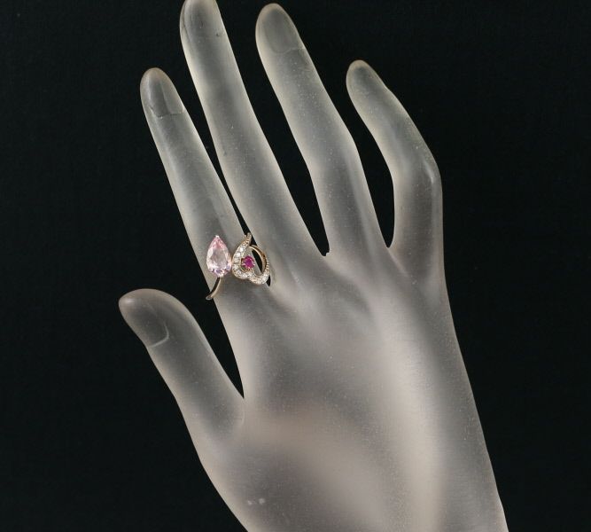 モルガナイト 1.12ct ルビー 0.11ct ダイヤ 0.10ct ハート リング K18PG 
