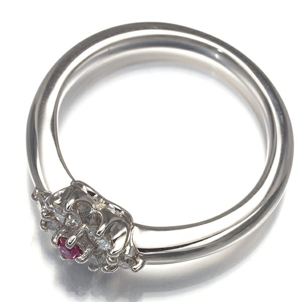 アッシュエル リング ピンク＆クリアダイヤ 0.34ct  フラワー 10号 Pt900 ソーティング