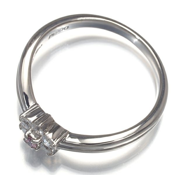 スタージュエリー リング ピンク＆クリアダイヤ 0.03ct/0.20ct フラワー 13号 Pt900 ソ