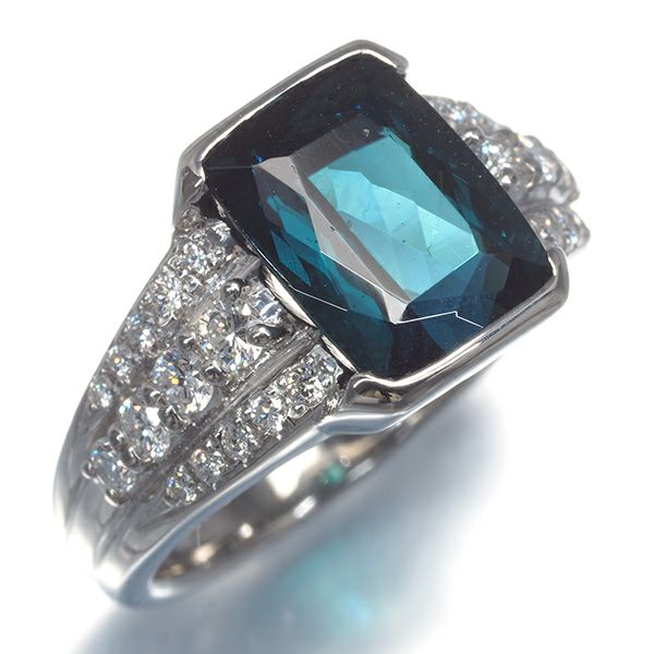三越 リング インディゴライトトルマリン 4.21ct ダイヤ 0.51ct  11.5号 Pt900 ソ