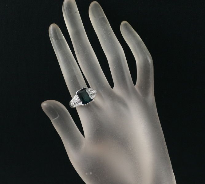 三越 リング インディゴライトトルマリン 4.21ct ダイヤ 0.51ct  11.5号 Pt900 ソ