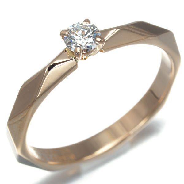 ブシュロン リング ダイヤ 0.20ct E VVS1 3EX ファセット ソリテール 56号 K18PG 鑑定書