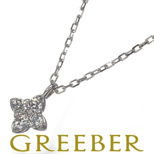 4℃ ネックレス ダイヤ  フラワー K18WG 