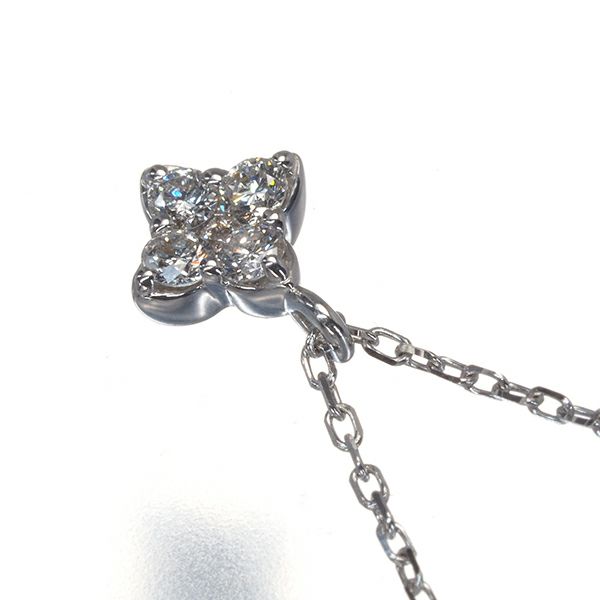 4℃ ネックレス ダイヤ  フラワー K18WG 