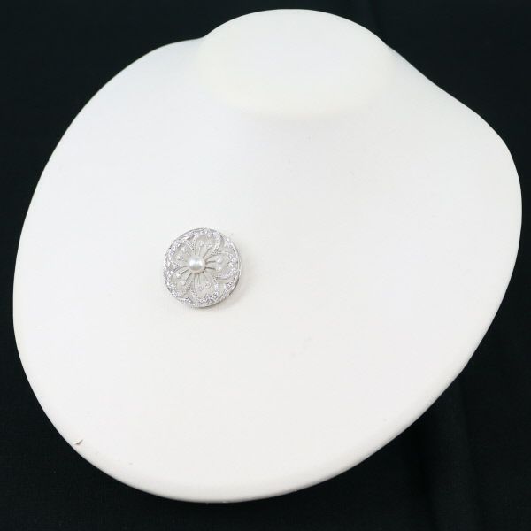 ミキモト ペンダントトップ パール 真珠 ダイヤ 0.62ct  透かし 桜 フラワー K18WG 