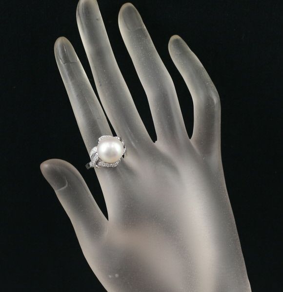 ミキモト リング パール 白蝶真珠 11.4mm ダイヤ 0.23ct  12号 Pt900 