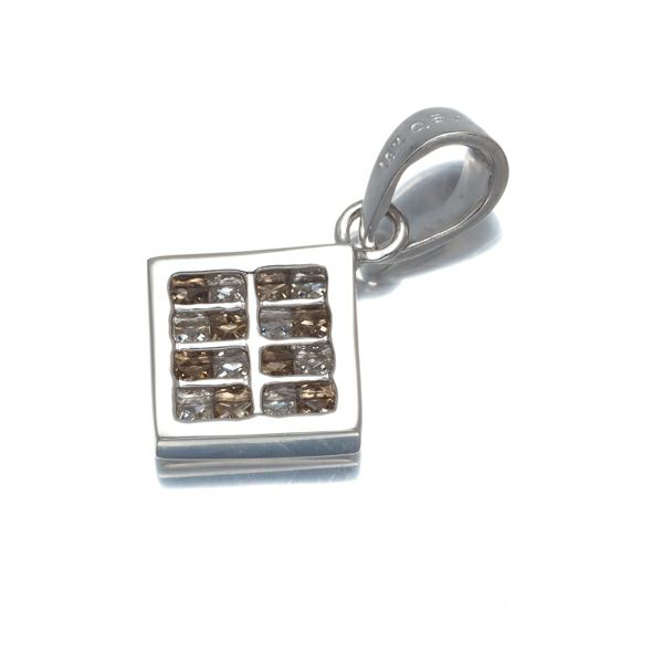 ブラウン&クリアダイヤ 0.58ct ミステリーセッティング ペンダントトップ K18WG 