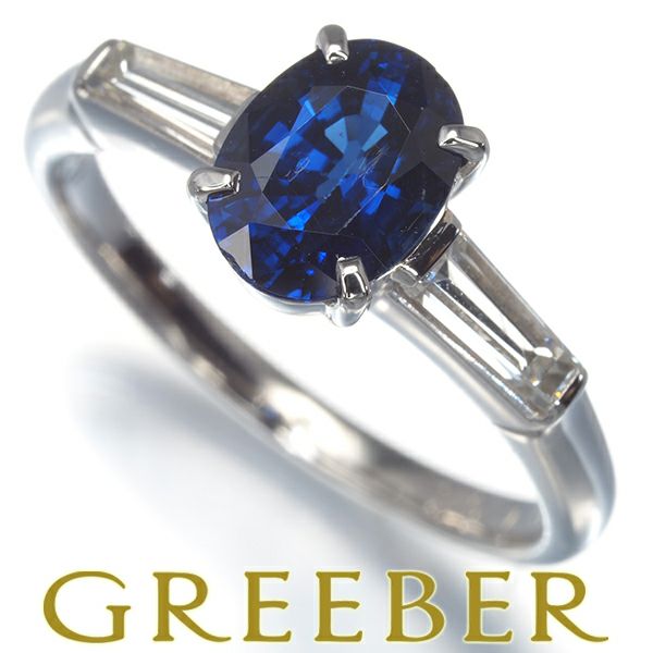 タサキ リング サファイア 1.52ct ダイヤ 0.45ct テーパーカット クラシック 11号 Pt900 