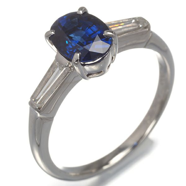タサキ リング サファイア 1.52ct ダイヤ 0.45ct テーパーカット クラシック 11号 Pt900 