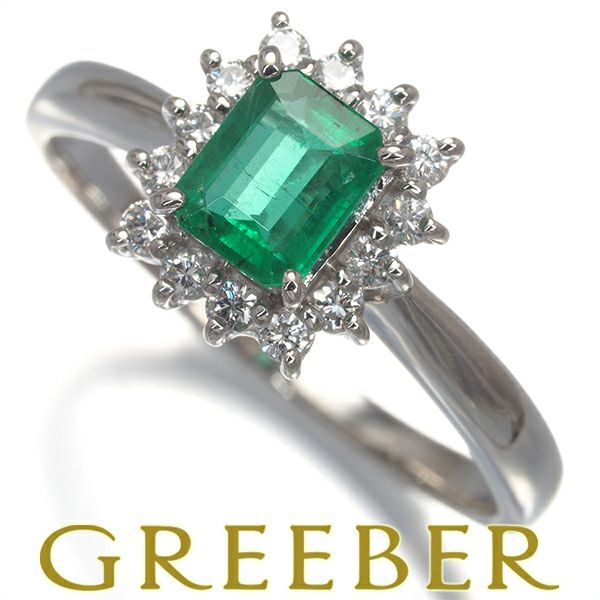 タサキ リング エメラルド 0.72ct ダイヤ 0.24ct  クラシック 18号 Pt900 