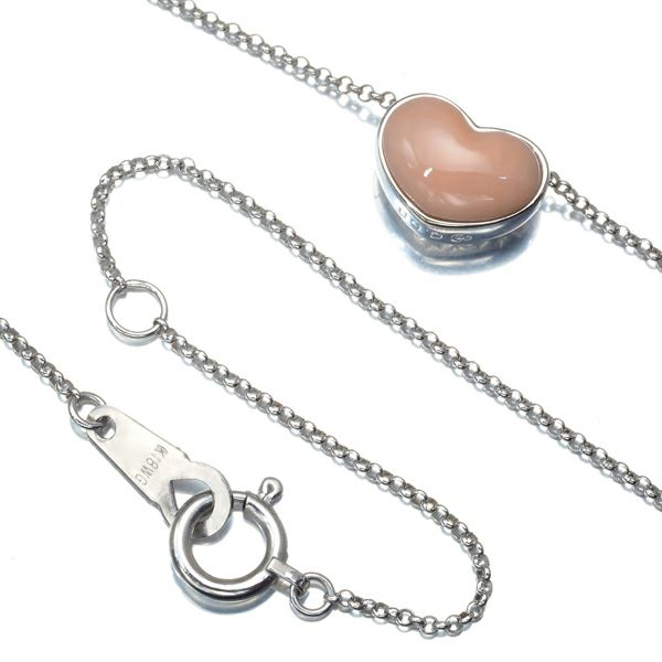 タサキ ネックレス 珊瑚 ダイヤ 0.08ct  ハート リバーシブル K18WG 