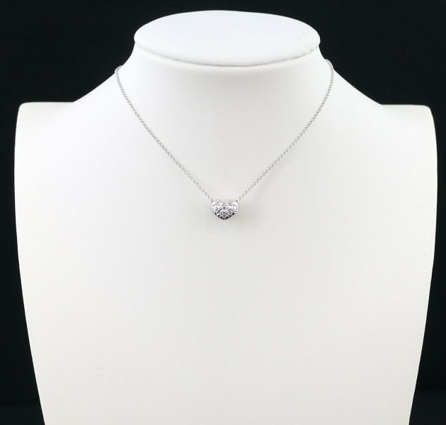 タサキ ネックレス 珊瑚 ダイヤ 0.08ct  ハート リバーシブル K18WG 