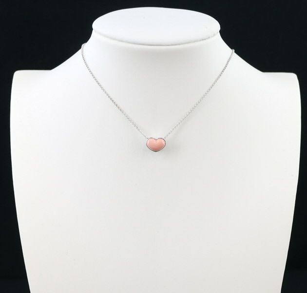 タサキ ネックレス 珊瑚 ダイヤ 0.08ct  ハート リバーシブル K18WG 