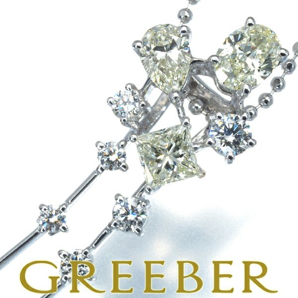 タサキ ネックレス イエロー&クリア ダイヤ 1.03ct/0.43ct   K18WG 