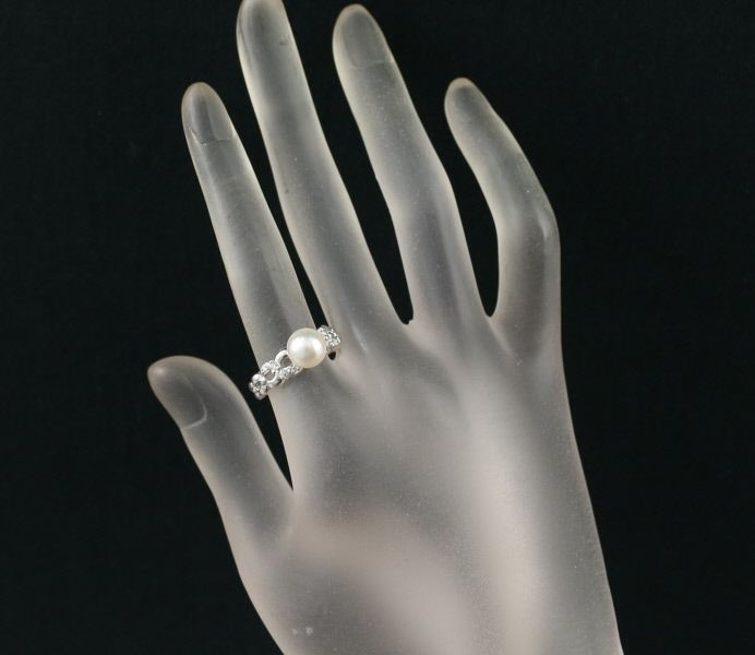 タサキ リング パール アコヤ真珠 7.6mm ダイヤ 0.11ct  11.5号 Pt900 
