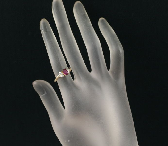 タサキ リング ルビー 0.55ct ダイヤ 0.16ct  9号 K18YG 