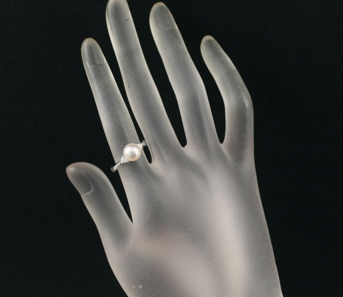 タサキ リング アコヤ真珠 7.5mm ダイヤ 0.13ct  10号 Pt900 
