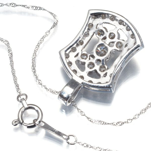 ダイヤ 0.235ct/0.31ct ミルグレイン  ネックレス K18WG 