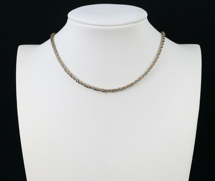 スパイク チェーンネックレス ツイスト コンビカラー 40cm K18YG/Pt 