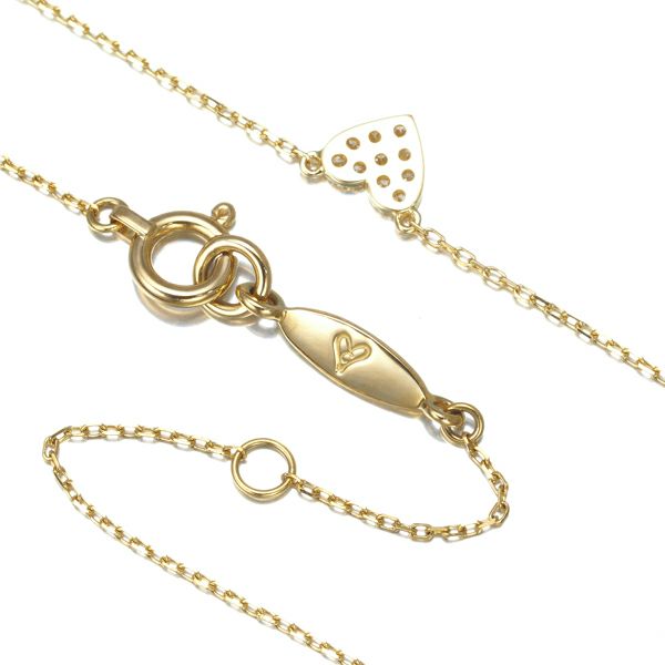 アーカー ネックレス ダイヤ 0.05ct ハートパヴェ  K18YG 