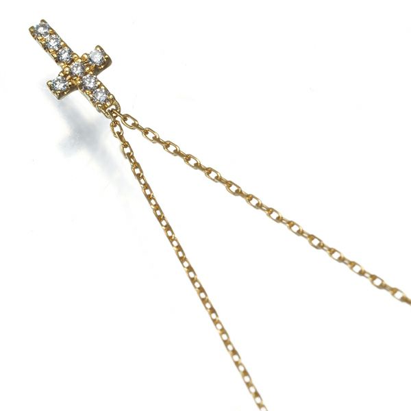 アーカー ネックレス ダイヤ 0.05ct クロスパヴェ  K18YG 