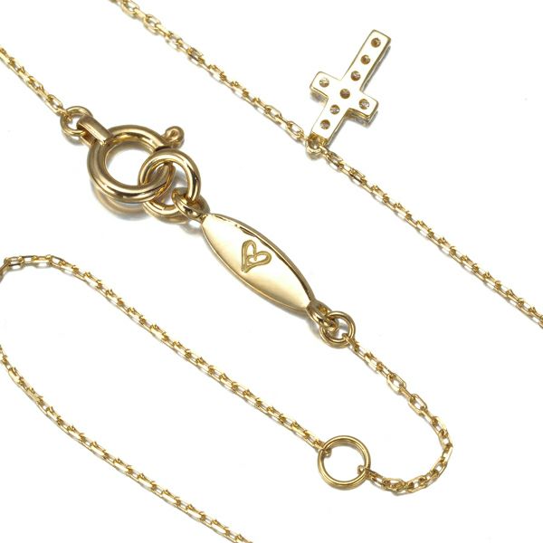 アーカー ネックレス ダイヤ 0.05ct クロスパヴェ  K18YG 