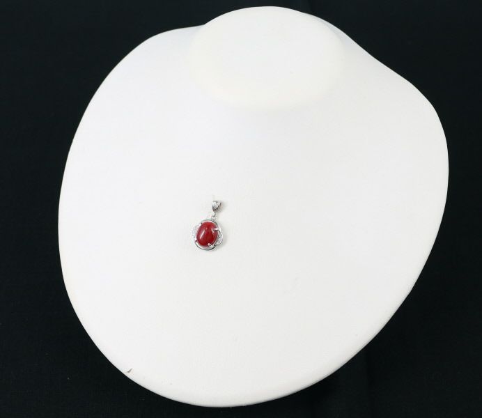 珊瑚 3.77ct ダイヤ 0.05ct   ペンダントトップ Pt900 