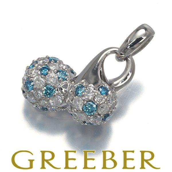 ブルー&クリアダイヤ 0.46ct/0.71ct   ペンダントトップ Pt900 