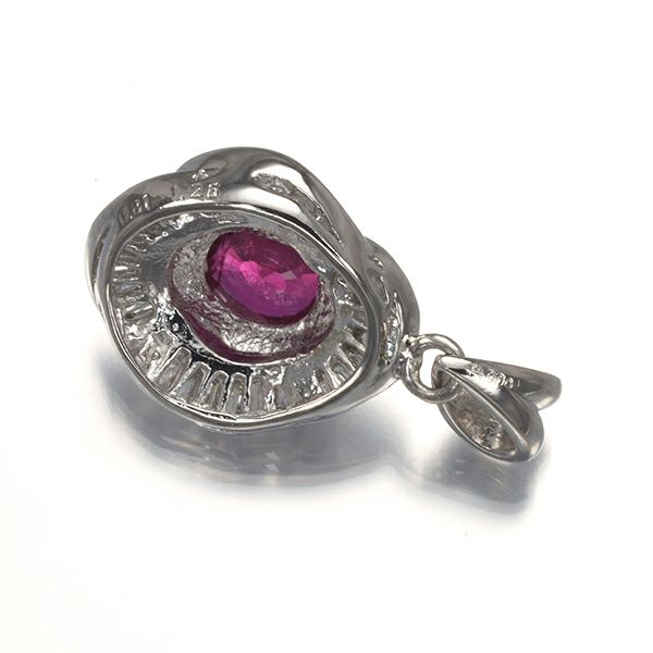 ルビー 0.81ct ダイヤ 0.26ct クラシック  ペンダントトップ Pt900 ソーティング