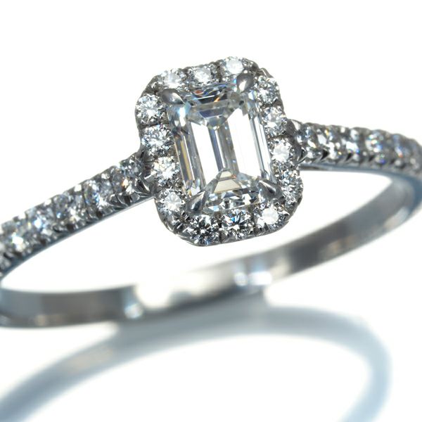 ティファニー リング ダイヤ 0.32ct ソレスト エメラルドカット 11号 Pt950 