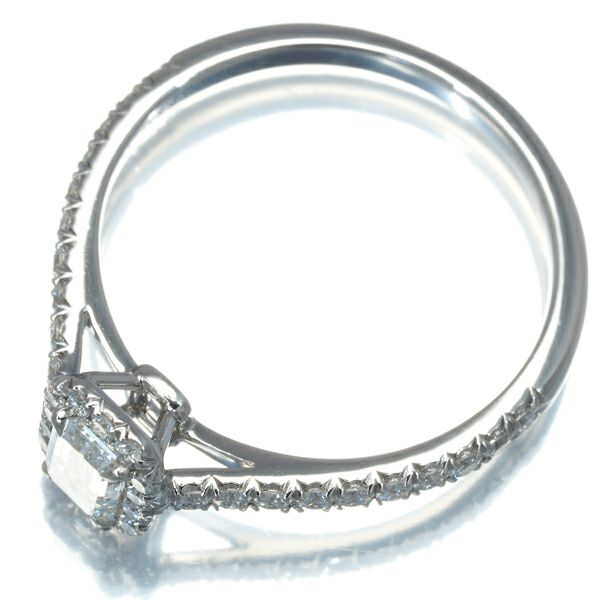 ティファニー リング ダイヤ 0.32ct ソレスト エメラルドカット 11号 Pt950 