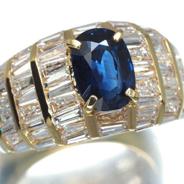 サファイア 1.82ct ダイヤ 2.84ct   リング K18YG 
