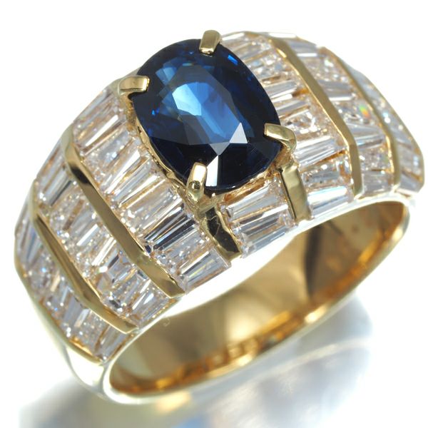 サファイア 1.82ct ダイヤ 2.84ct   リング K18YG 