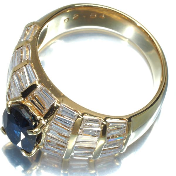 サファイア 1.82ct ダイヤ 2.84ct   リング K18YG 