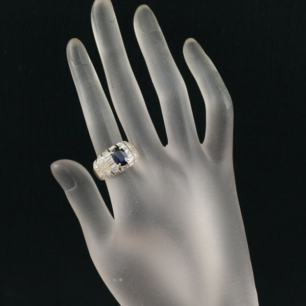 サファイア 1.82ct ダイヤ 2.84ct   リング K18YG 