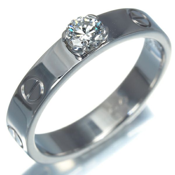 カルティエ リング ダイヤ 0.25ct F IF EX ミニラブ ソリテール 52号 K18WG 鑑定書