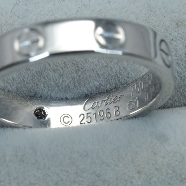 カルティエ リング ダイヤ 0.25ct F IF EX ミニラブ ソリテール 52号 K18WG 鑑定書